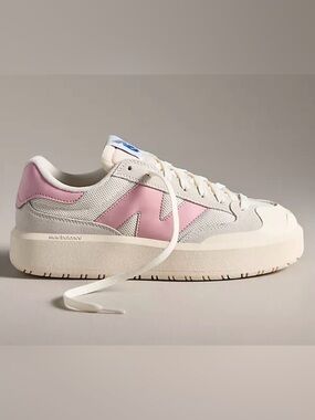 New Balance Women's Cream and Pink Casual Platform Sneaker